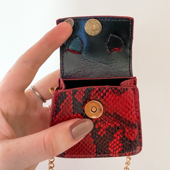 NEW BooHoo Crossbody Micro Purse Red Snake Print - Picture 6 of 6